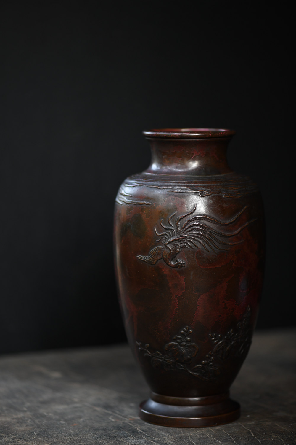 【精品·紫斑铜花瓶】花器 花瓶 双泉堂 重1526g 高24cm