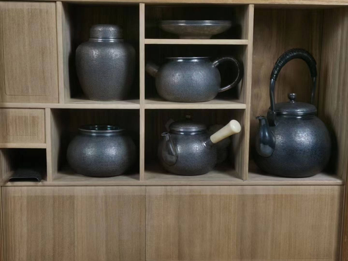日本 大正时期 纯银煎茶器大全套